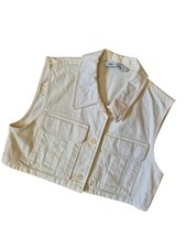 Zara Cropped Denim Vest Cream