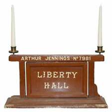 VINTAGE MASONIC LODGE ROTATING SIGN LIBERTY HALL STRICT ORDER CANDLE HOLDERS