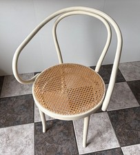 Thonet 209 Bentwood Armchair, Rare White, ZMG Poland Rattan Seat Le Corbusier