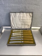 Tea Butter Knives EPNS Vintage Early 20th Century Cutlery Lined Boxed - 17cm