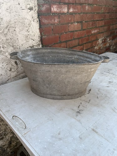 Antique galvanised oval wash - antique,