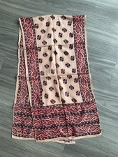 Lovely Indian Cotton Block Print Rectangular Scarf Red & Black Paisley NEW