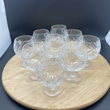 Set of 9 Vintage cut crystal brandy glasses in perfect condition.