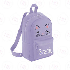 Personalised Cat Face Backpack Nursery Rucksack Kids Back To School Bag