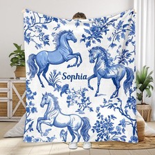 Horse Blue & White Toile de
