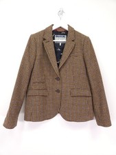 Joules Jacket Size 14 Tan Brown Houndstooth Tweed Blazer Country Hacking