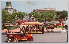 Anaheim California, Disneyland Town Square Fire Engine Street Car, VTG Postcard