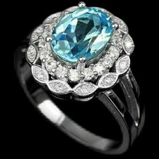 Silver Ring Topaz Genuine