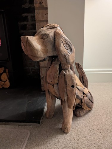 Tree root sitting - tree, dog