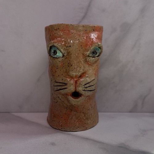 Quirky studio art pottery cat - quirky,