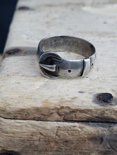 Vintage Hallmarked Silver Buckle Ring. Sterling. UK U. Unisex / Gents
