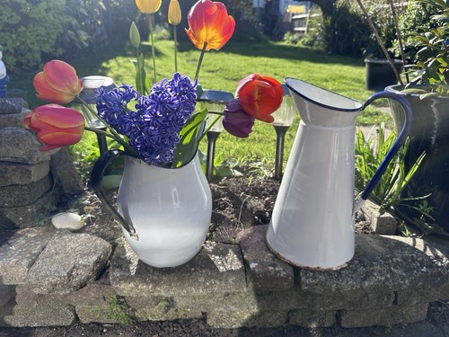 Vintage enamel jug - vintage,