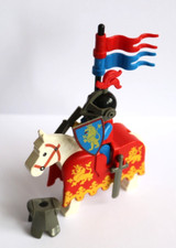 Vintage Lego Castle Crusader Minifigure, Mounted Knight, Lion Shield, Barding