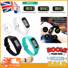 LED Pedometer Bracelet Step Counter Watch 12/24H Time Display ~Outdoor Sports UK