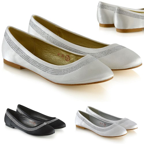 Ladies bridal diamante flat - ladies,