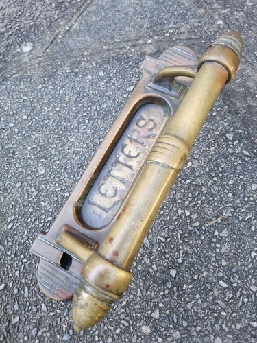 Antique brass letter box - brass,