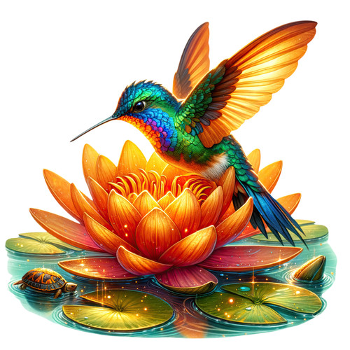 Fiery lotus hummingbird - lotus,