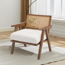 Wood Accent Chair with Rattan