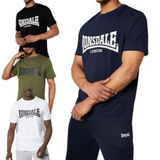 Lonsdale Mens T Shirts Essential Logo Crew Neck Short Sleeve Summer Basic Tee