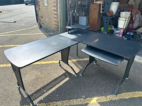 Black shaped computer - black, desk