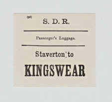 South Devon Railway Luggage Label Staverton to Kingswear