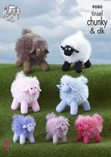 Sheep Teddy Knitting Pattern King Cole Tinsel Chunky Animal Toy Fun Craft 9080