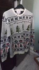 mens beautiful christmas jumper with lights from next,size large,winter wear