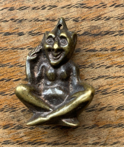 Antique brass pixie charm - pixie, charm/