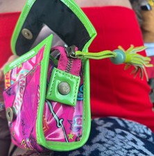 New !Shanghai Tang Pink Purse Mirror Silk  Lined Leather bag.Jade. Designer