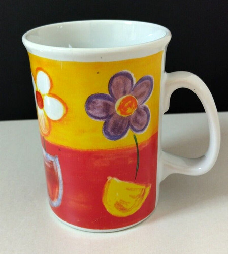 Red yellow rayware mug cup - red,
