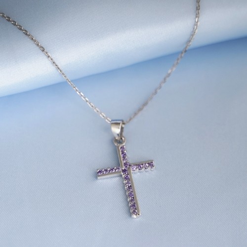 Sterling silver half - half, purple