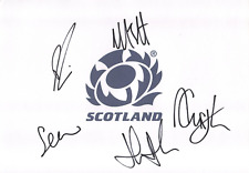 SCOTLAND RUGBY SIGNED A4 (12x8) CREST SHEETx5+COA *MAITLAND* *6 NATIONS* *PROOF*