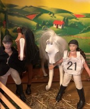 2x Julip HOTY Model Horses (With Riders) -  1/12 Scale
