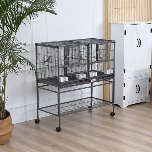 Double rolling bird cage with - double,