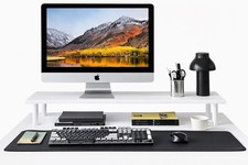 White bamboo dual monitor - bamboo,