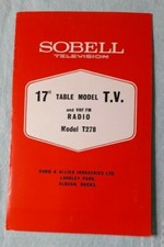  Sobell TV 17" Radio VHF/FM  Model T278 Installation Operation Registration Card