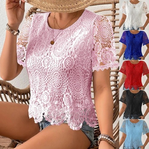 Womens lace blouse tee hollow - tee,