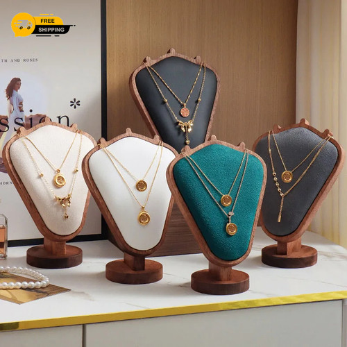 Wood jewelry necklace - jewelry, display