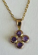 9ct Rose Gold 375 Amethyst (4 x 2mm Round) Pendant - Special Clearance Price