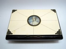 Antique Lador Swiss Music Box W/Miniature Portrait Celluloid Pre-Reuge
