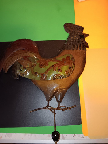 Tin rooster hanging coat - tin, /