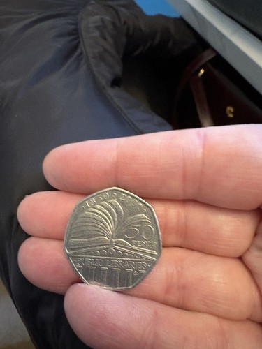 Public library 50p coin - library,
