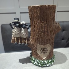 Next Tree Trunk Vase with Sheep Couple Wedding Anniversary Engagement Gift Decor