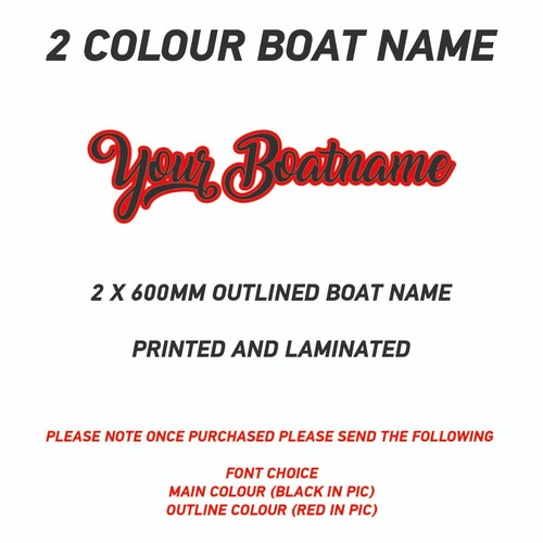 600mm outlined boat name - 600mm,