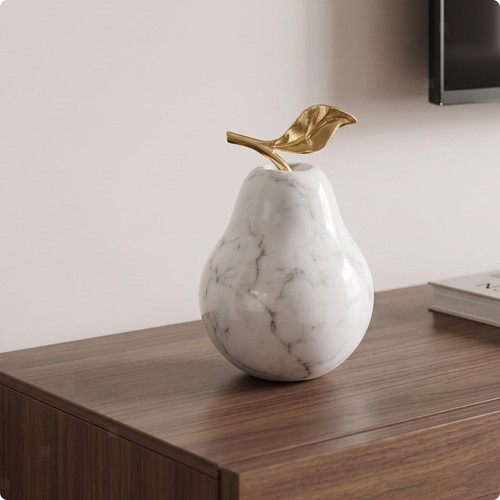 Pear sculpture with gilded - sculpture,