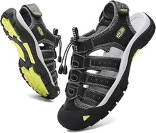 Men's Leather Walking Hiking Closed Toe Sandals Outdoor Trekking Shoes UK Size 9