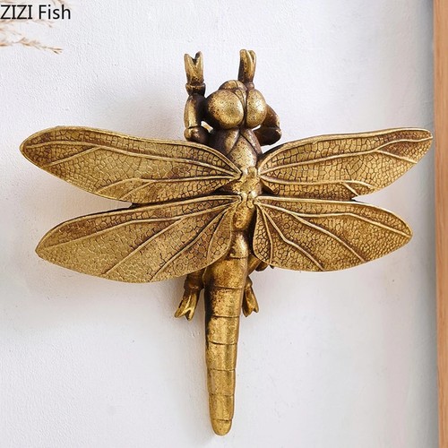 Golden dragonfly wall - dragonfly, hanging