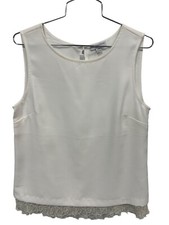 Katherine Barclay Lae Hem Sleeveless Tank Top Womens M Ivory Office Minimalist