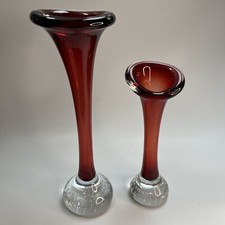 2 x Controlled Bubble Bud Vases Jack in the Pulpit Red