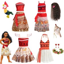 Kids Girls Moana Dress Cosplay Costume Party Birthday Tutu Fancy Dress Up Gifts